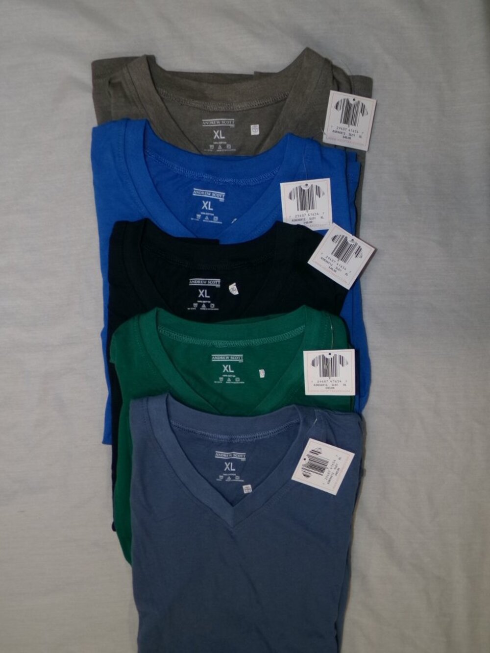 NWT Lot of 5 Andrew Scott Underwear T Shirt Boys sz XL Short Sleeve 100% Cotton